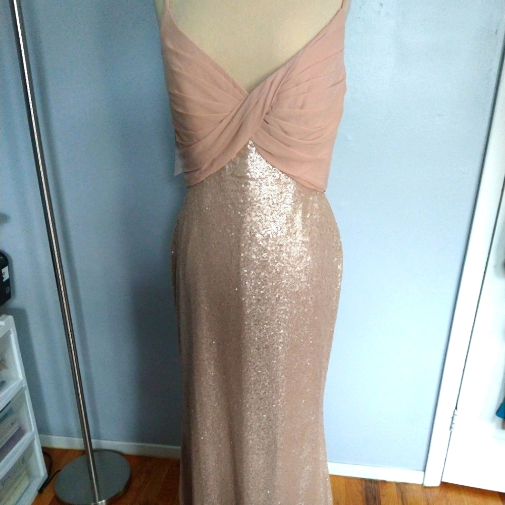 Women's Beige Sequins Gown